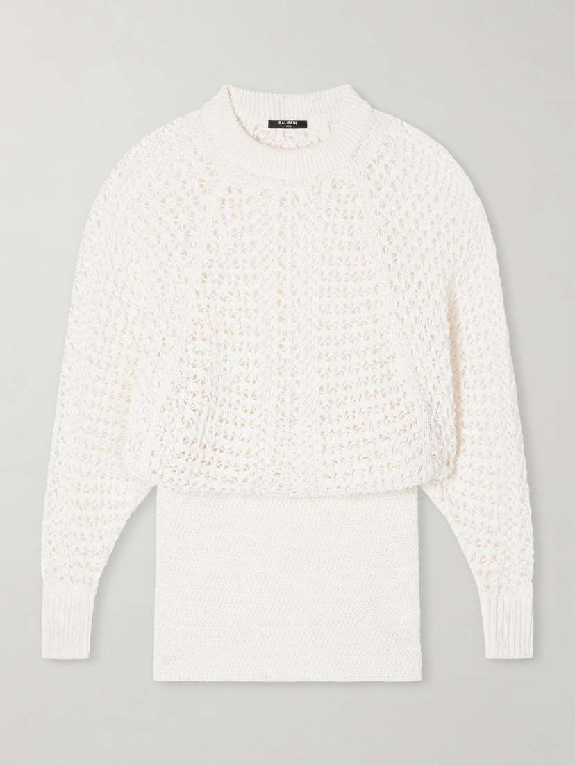 Balmain Crocheted Mini Dress | Thumbnail 5 Balmain Crocheted Mini Dress | Thumbnail 5