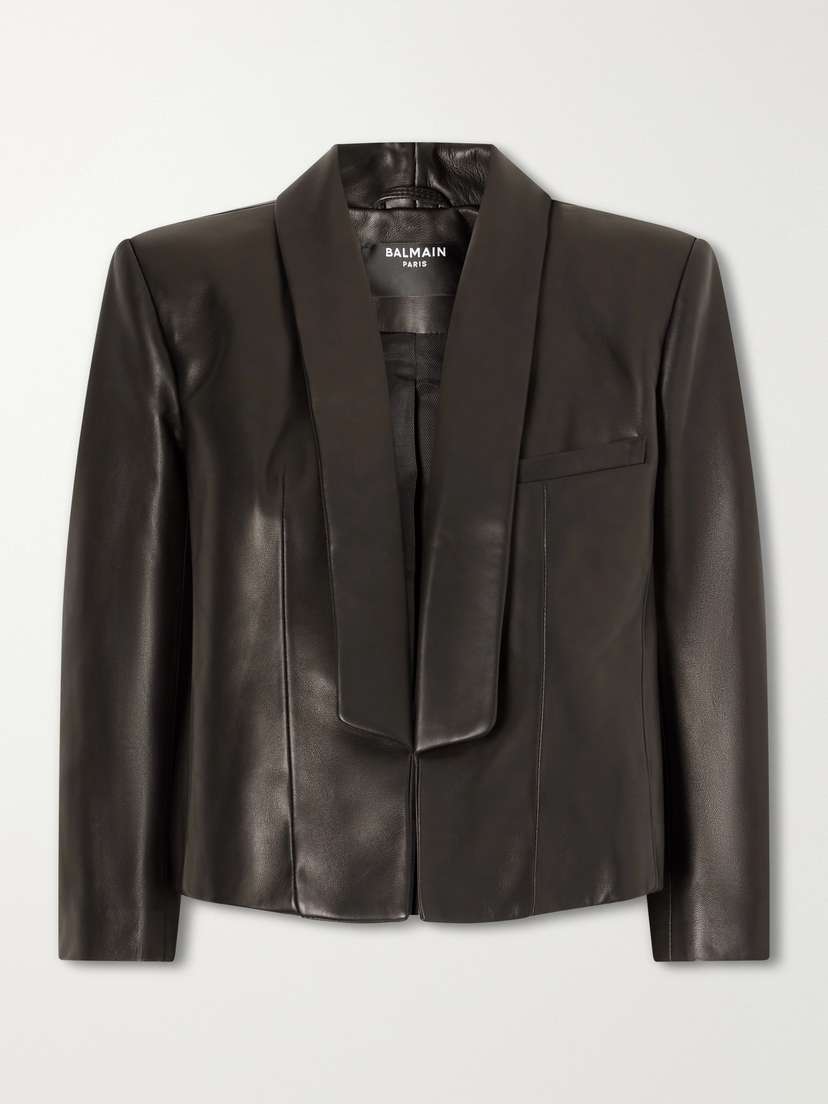 Balmain Cropped Leather Biker Jacket | Thumbnail 5 Balmain Cropped Leather Biker Jacket | Thumbnail 5