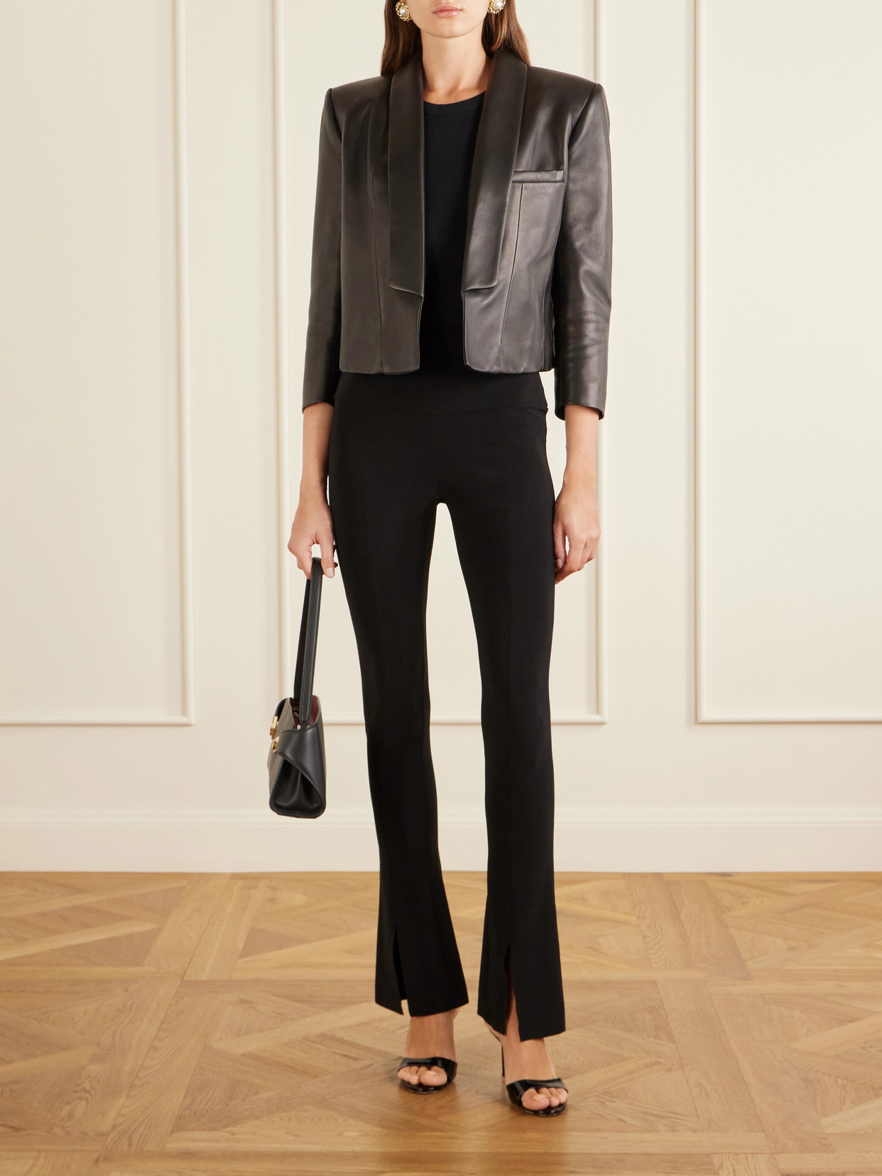 Cropped Leather Biker Jacket
