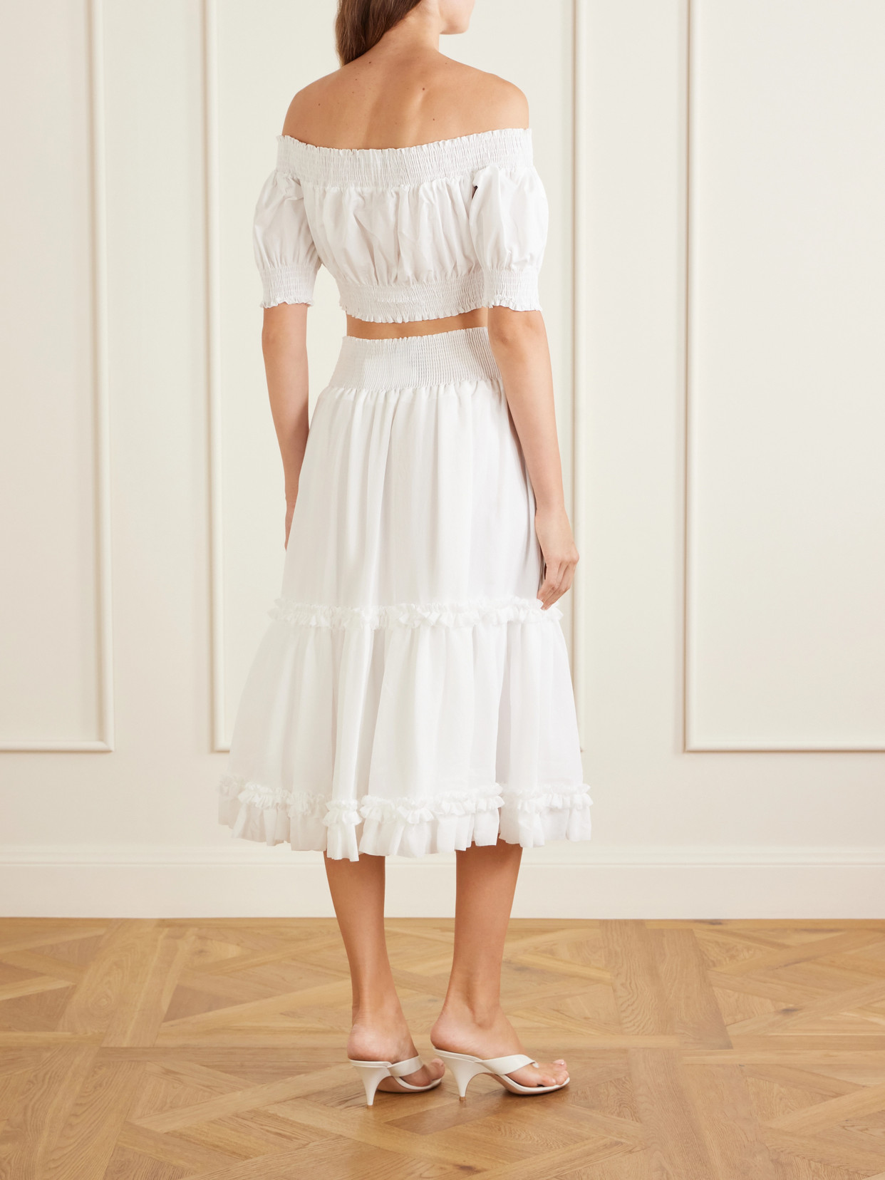 Cropped Off-The-Shoulder Cotton-Poplin Top