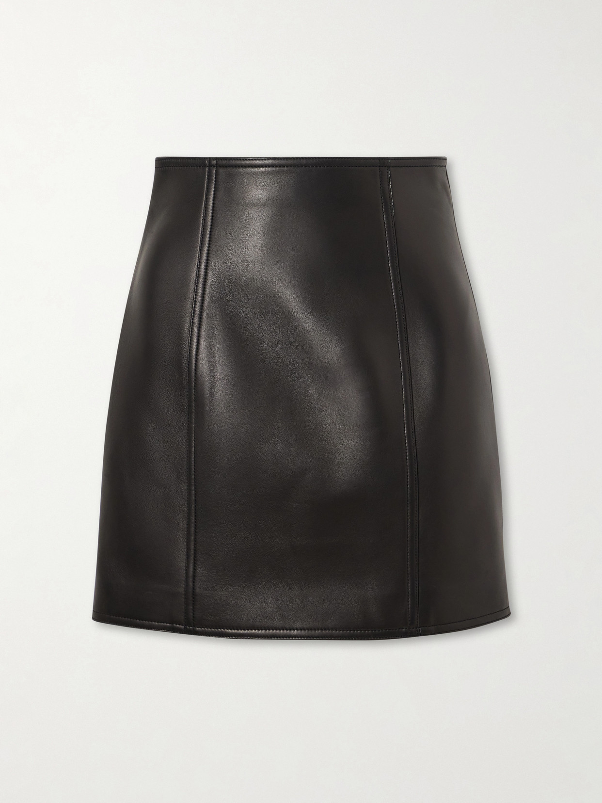 Balmain Paneled Leather Mini Skirt In Black