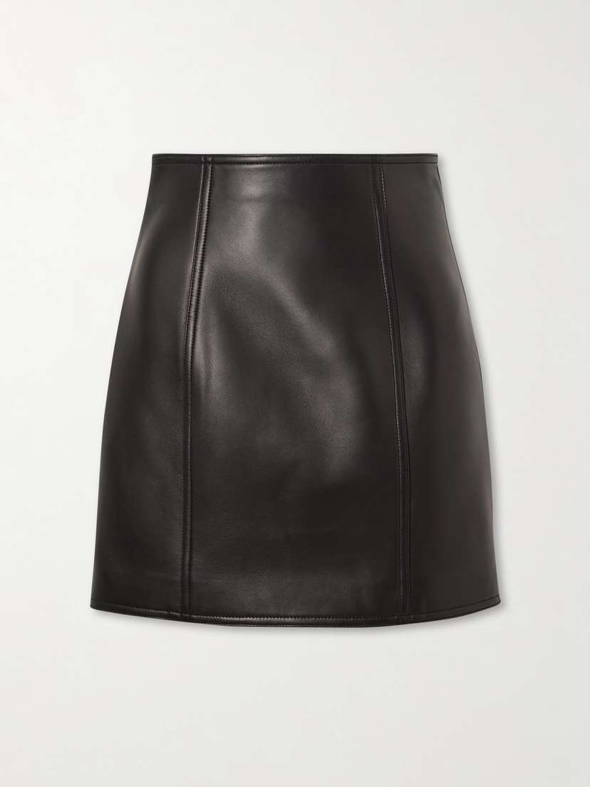 Balmain Paneled Leather Mini Skirt