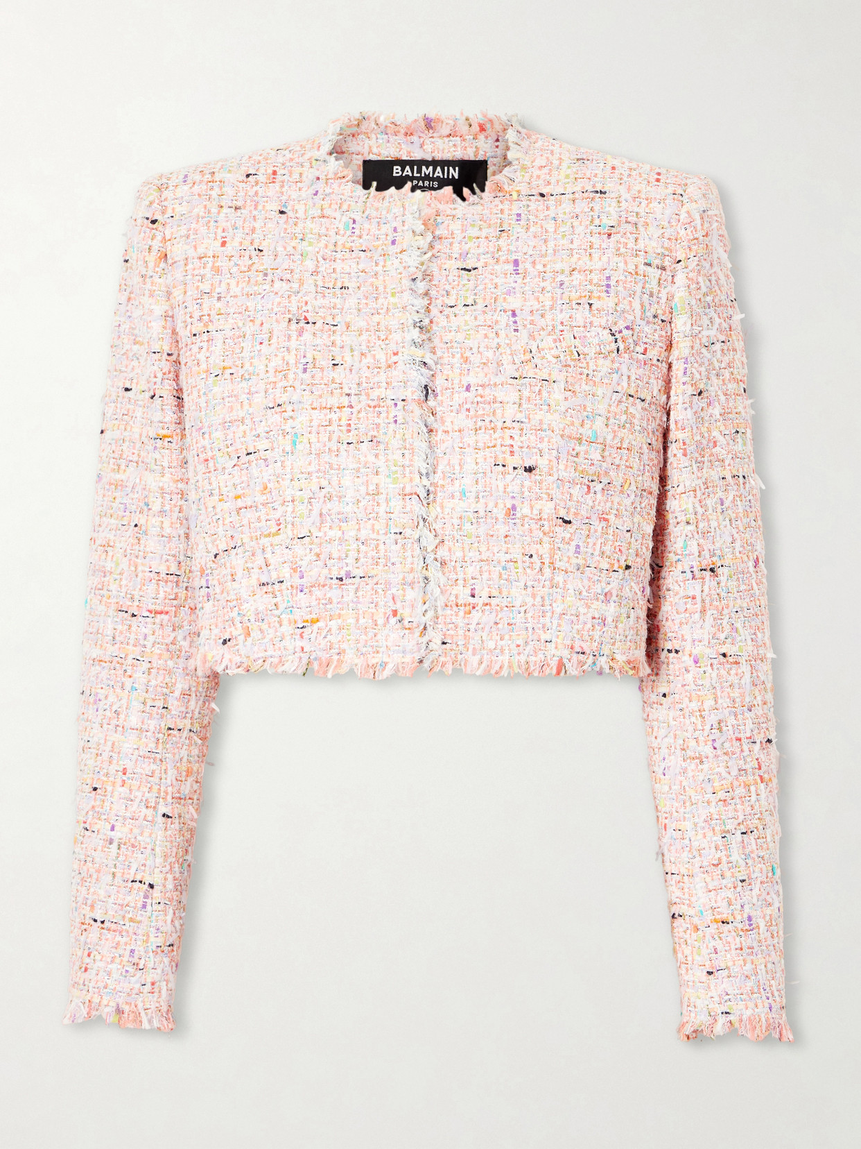 Balmain - Tweed Cropped Jacket - Pink