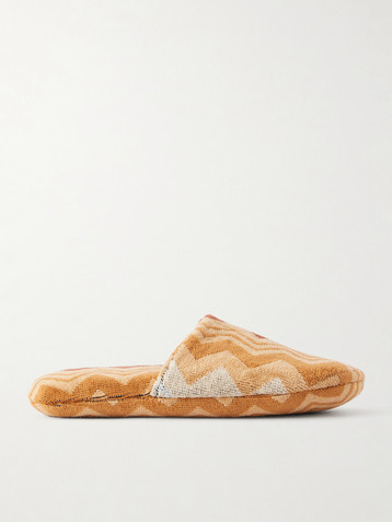 Missoni Home Giacomo striped cotton-terry slippers