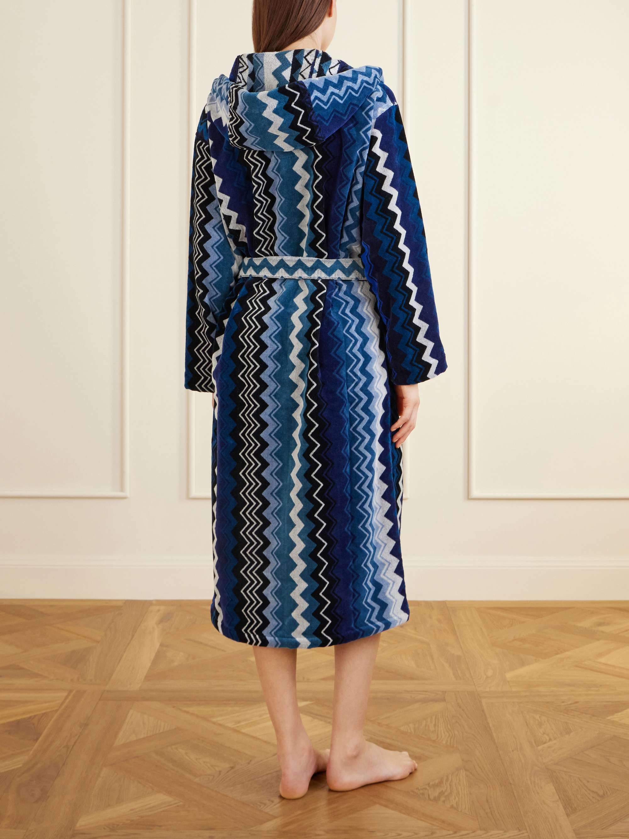MISSONI HOME Giacomo striped hooded belted cotton-terry robe