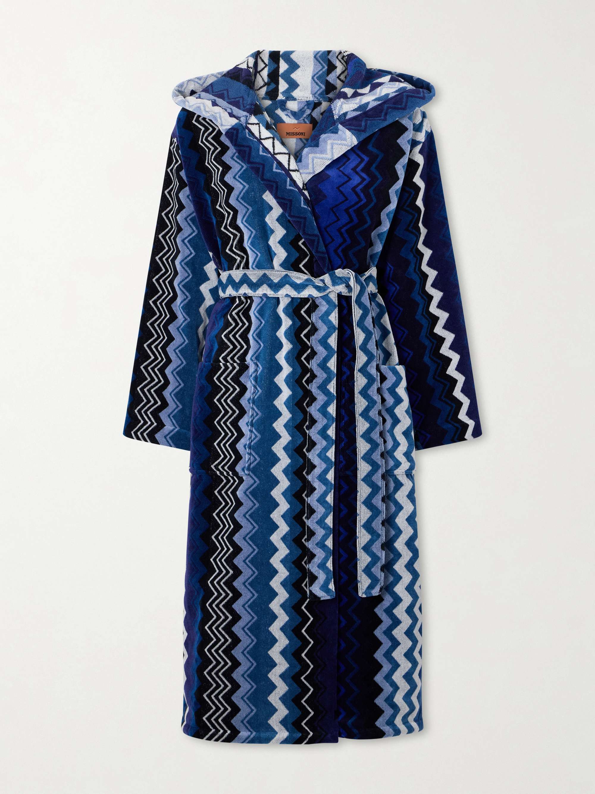MISSONI HOME Giacomo striped hooded belted cotton-terry robe