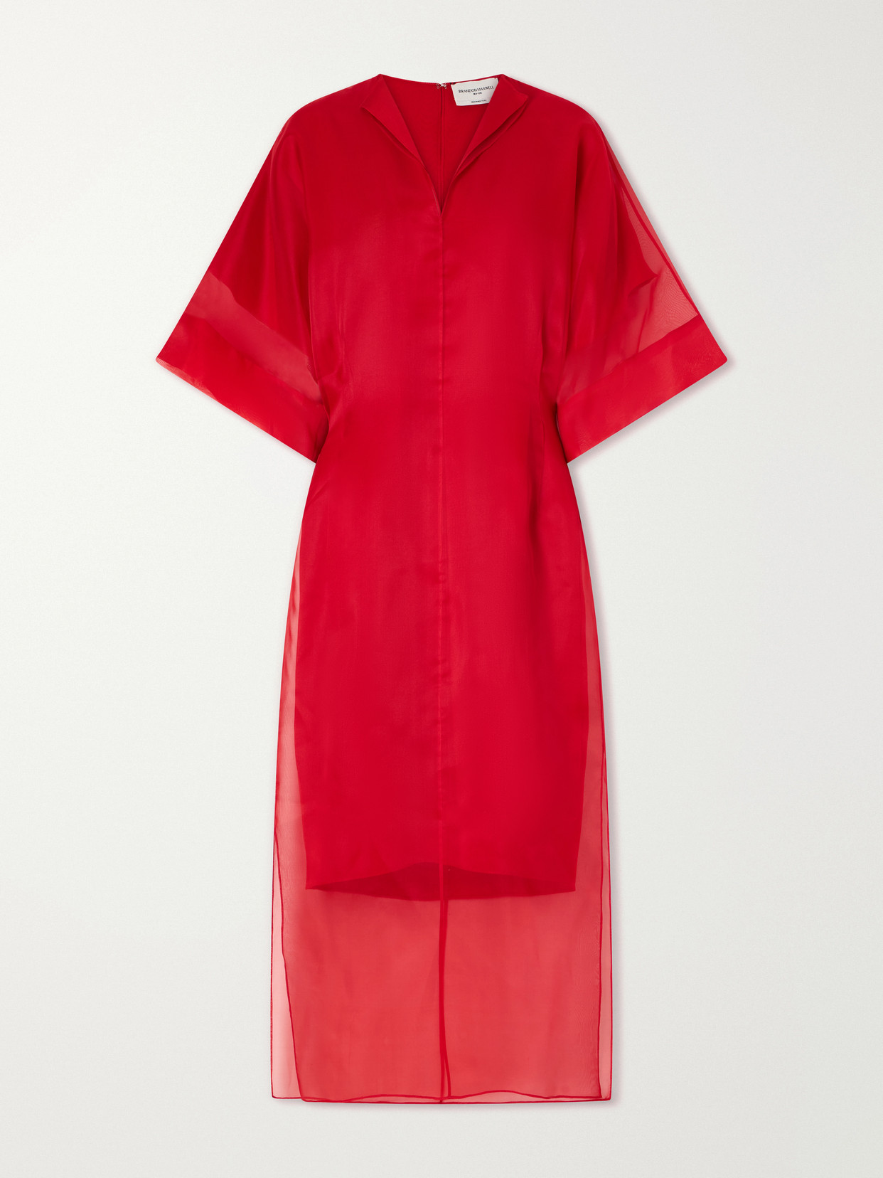 Brandon Maxwell The Zuri Silk-organza Midi Dress In Red