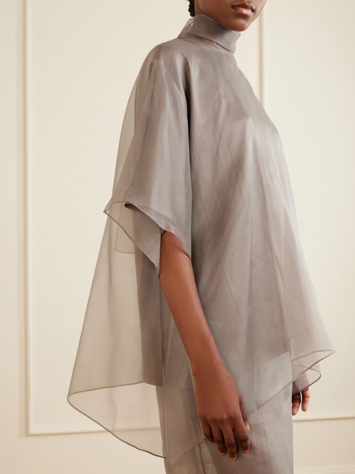 The Cali Tie-Detailed Layered Silk-Organza Blouse
