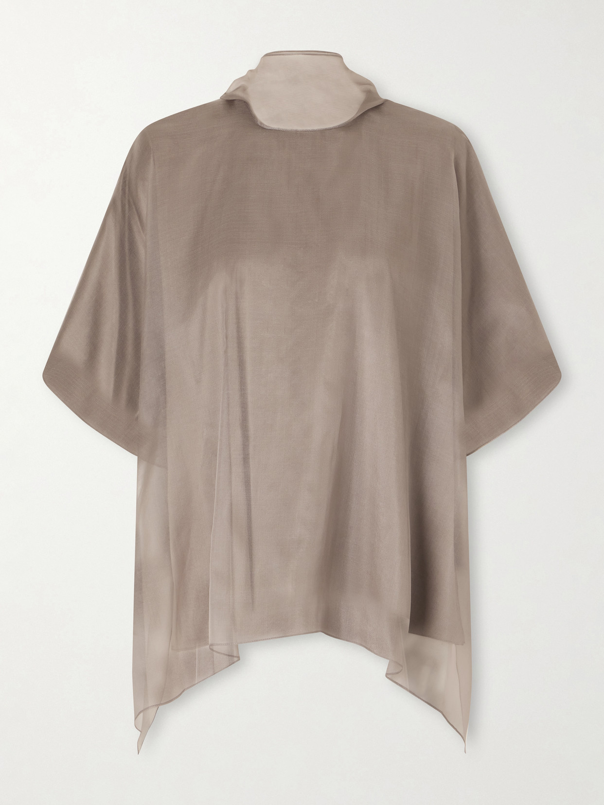 Brandon Maxwell The Cali Tie-detailed Layered Silk-organza Blouse In Gray