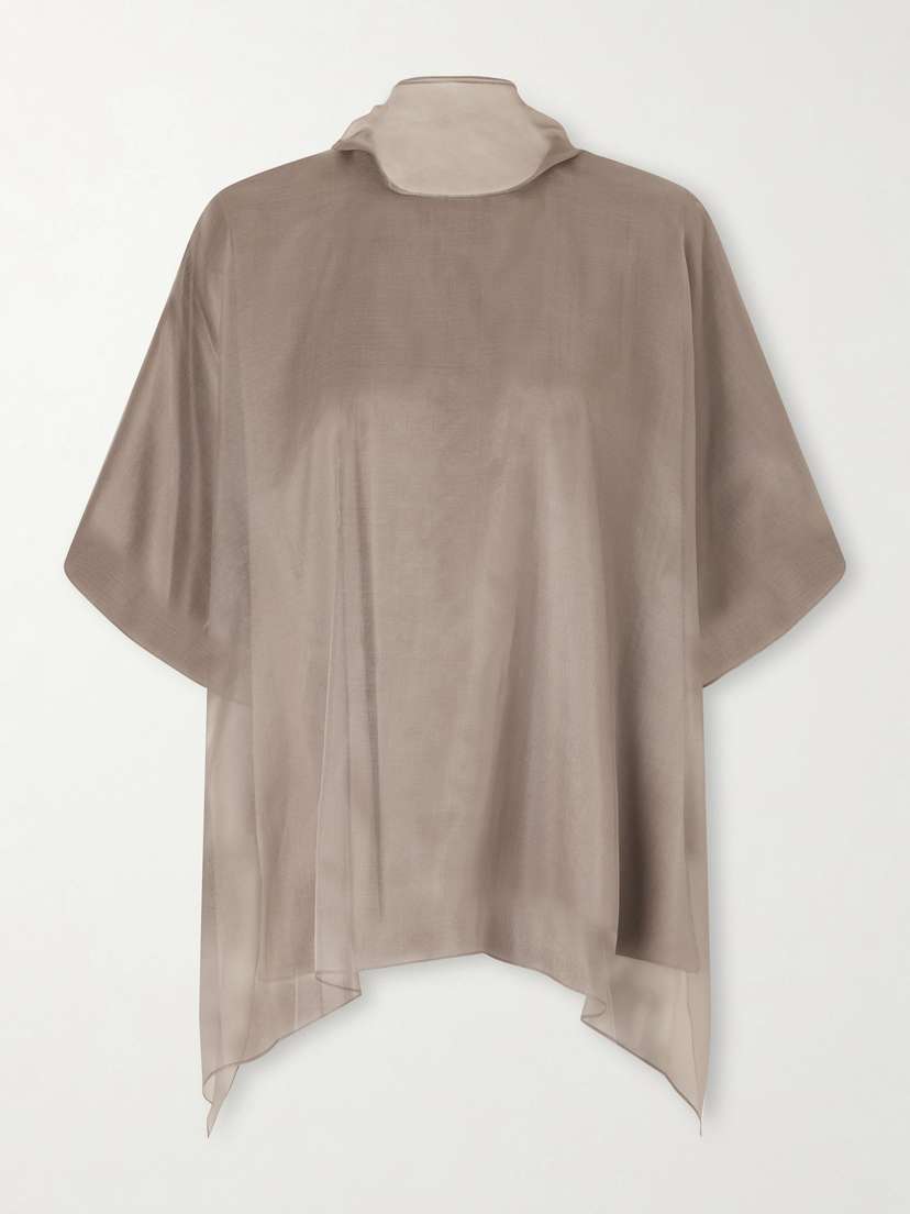Brandon Maxwell The Cali Tie-detailed Layered Silk-organza Blouse