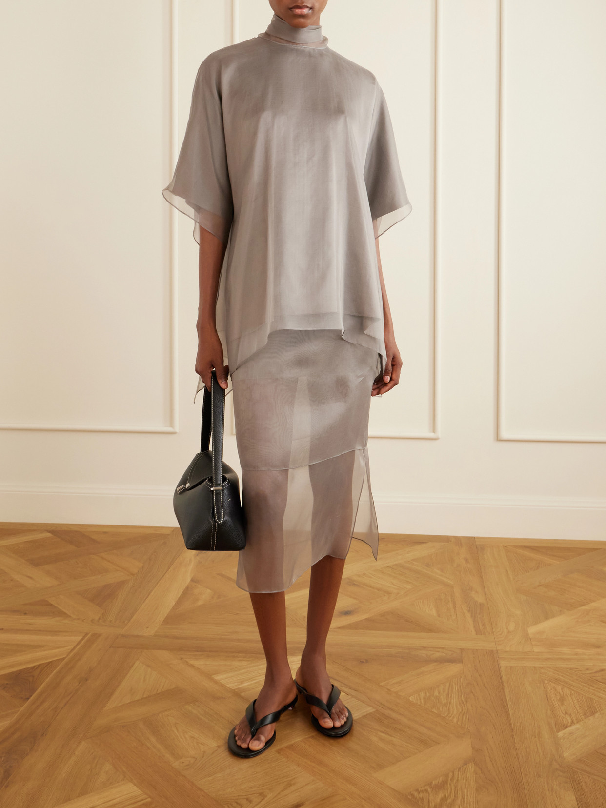 The Cali Tie-Detailed Layered Silk-Organza Blouse