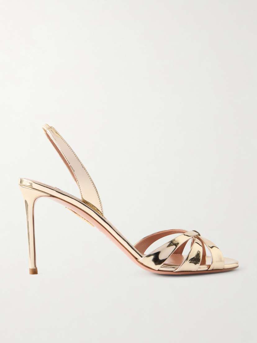 Aquazzura Tati 85 Metallic Leather Sandals