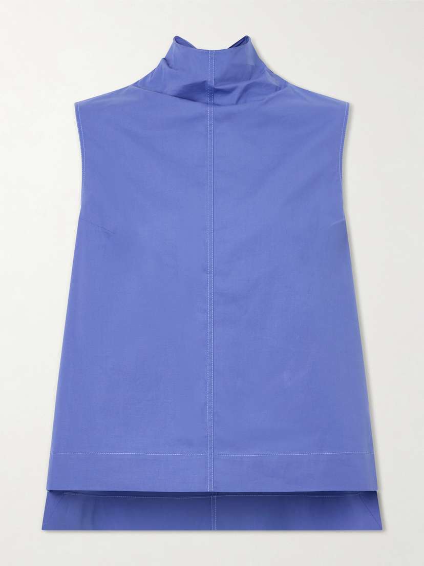 Brandon Maxwell The Finn Cotton-poplin Turtleneck Blouse