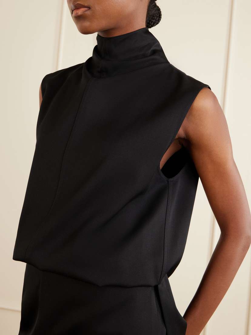 Brandon Maxwell The Noa Gathered Wool-twill Turtleneck Mini Dress | Thumbnail 4