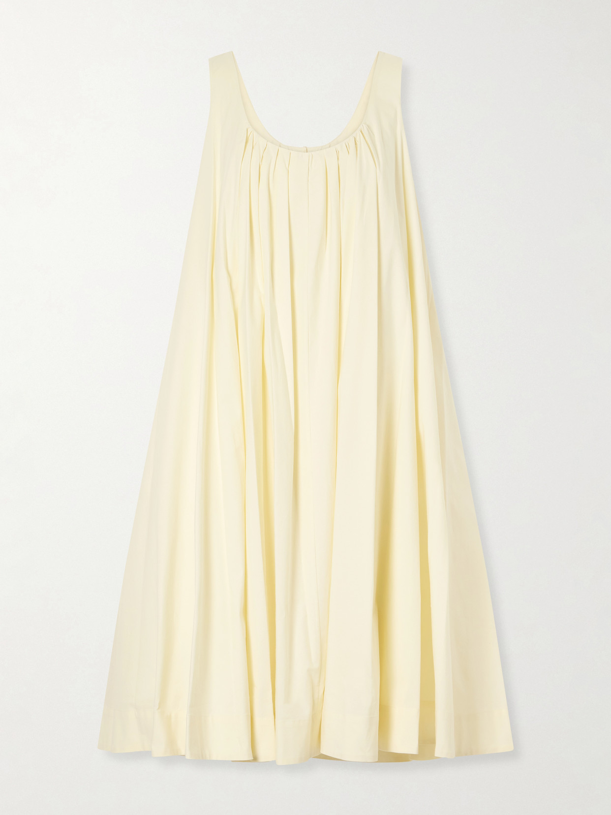 Brandon Maxwell The Lennox Pleated Stretch-cotton Poplin Midi Dress In Yellow