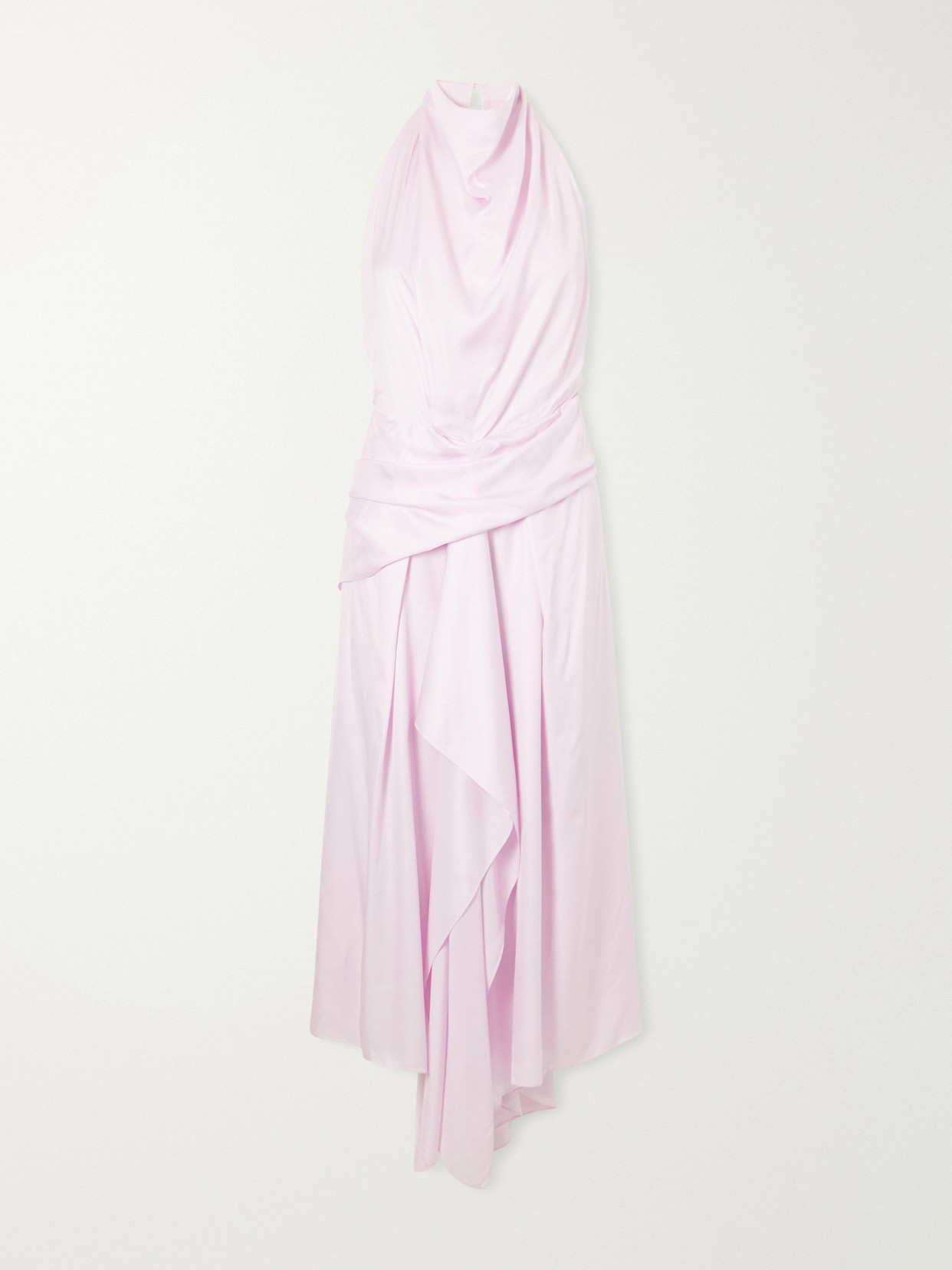 Brandon Maxwell Marin Satin Halterneck Midi Dress In Pink