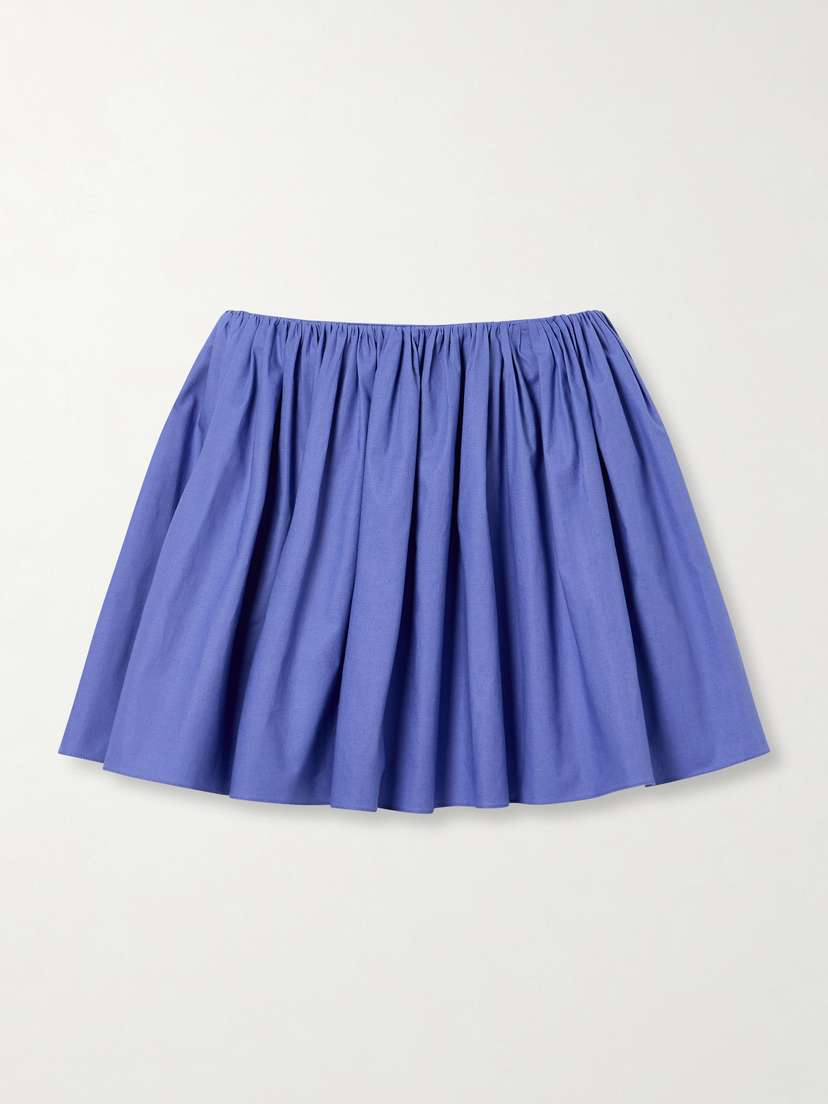 Brandon Maxwell The Hadley Gathered Cotton-blend Poplin Mini Skirt