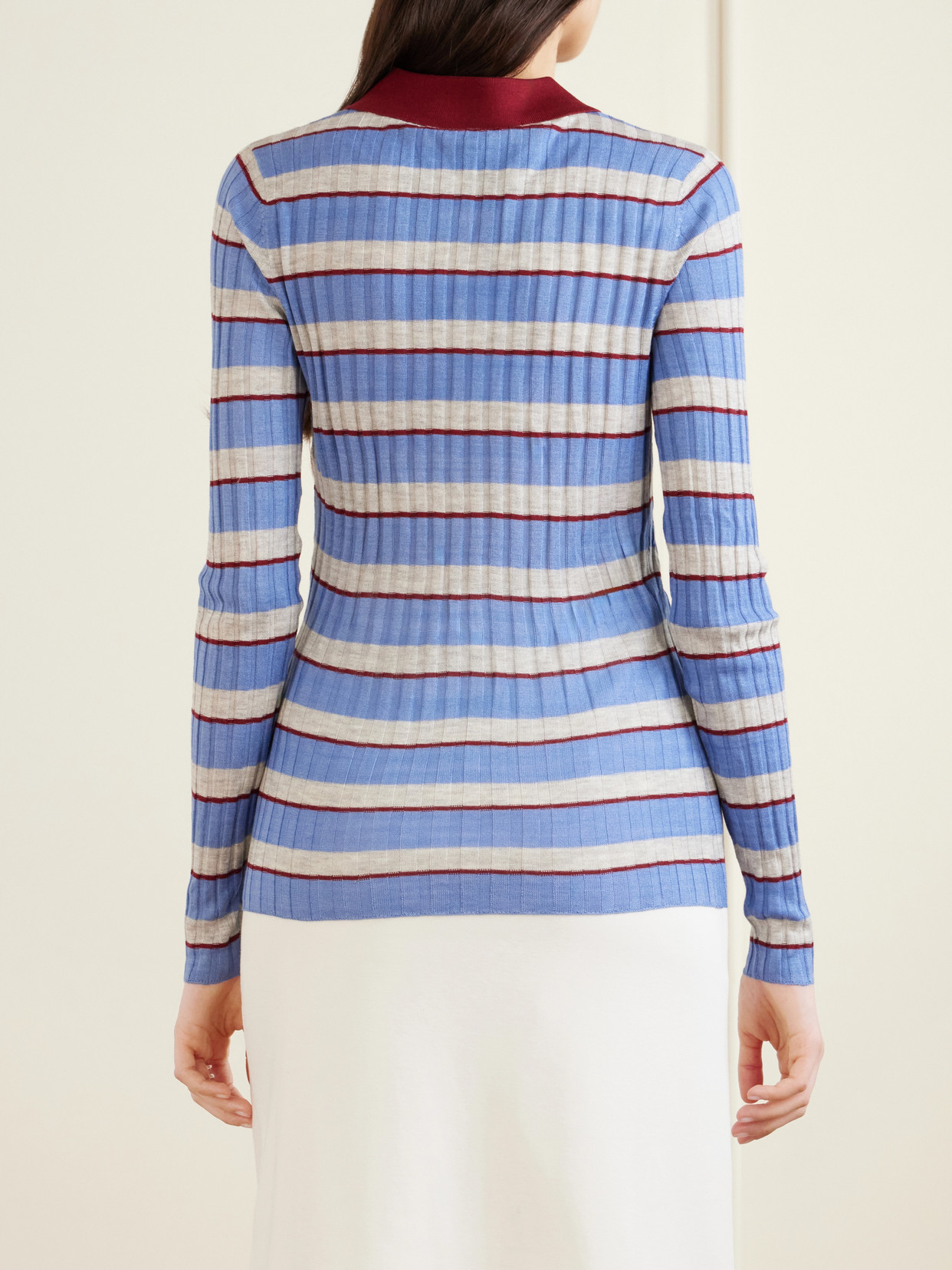The Joni Striped Silk And Cashmere-Blend Polo Sweater