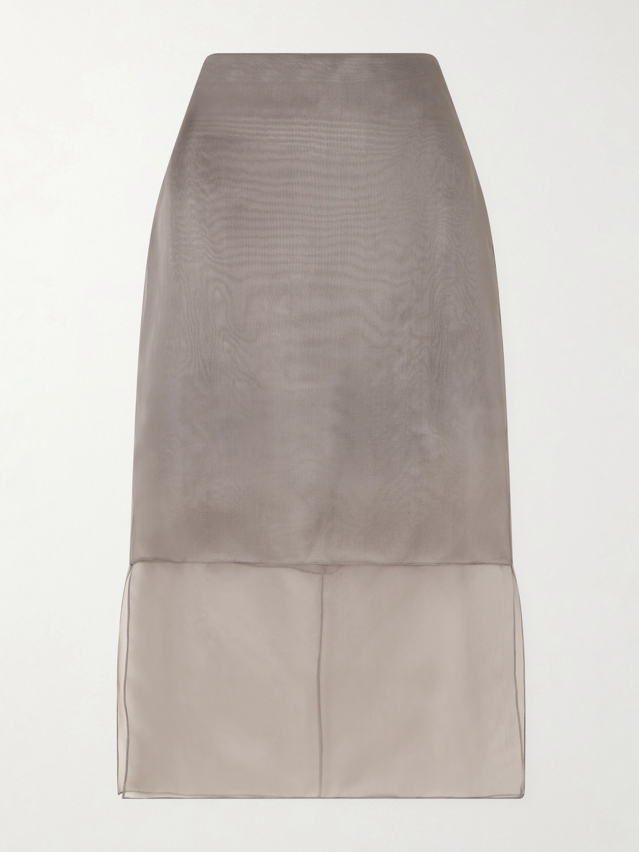 Brandon Maxwell The Brett Silk-organza Midi Skirt In Gray