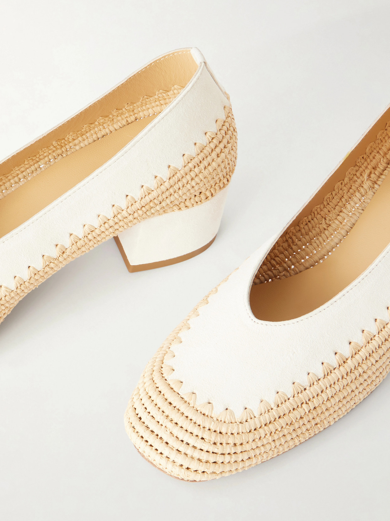 Strength 40 Suede-Trimmed Raffia Pumps
