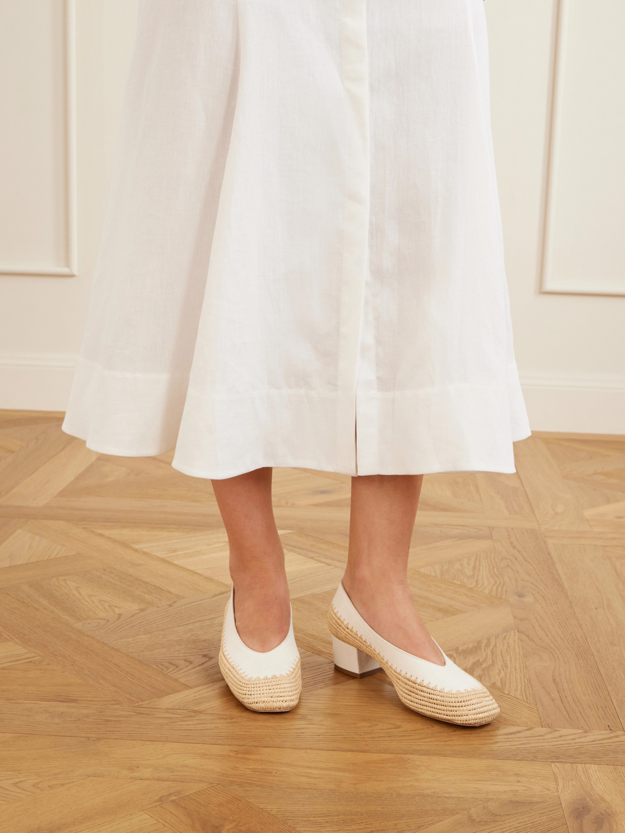 Strength 40 Suede-Trimmed Raffia Pumps