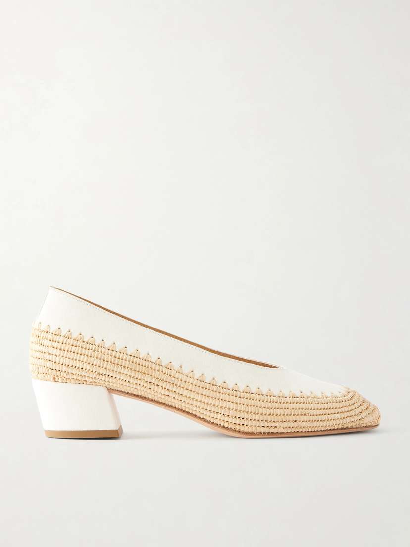 Gabriela Hearst Strength 40 Suede-trimmed Raffia Pumps