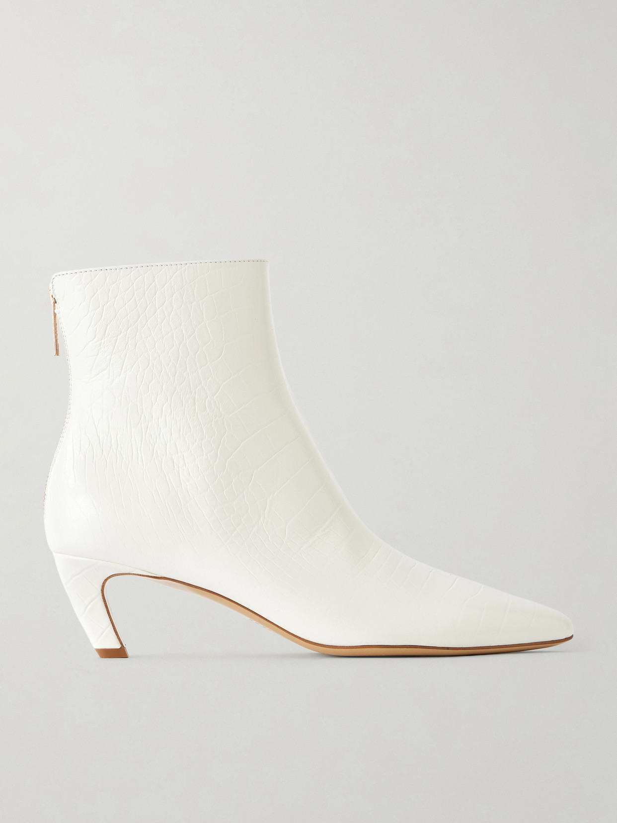 Gabriela Hearst Clayton 50 Croc-effect Leather Ankle Boots In White