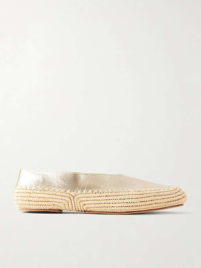 Gabriela Hearst Strength Suede And Raffia Ballet Flats