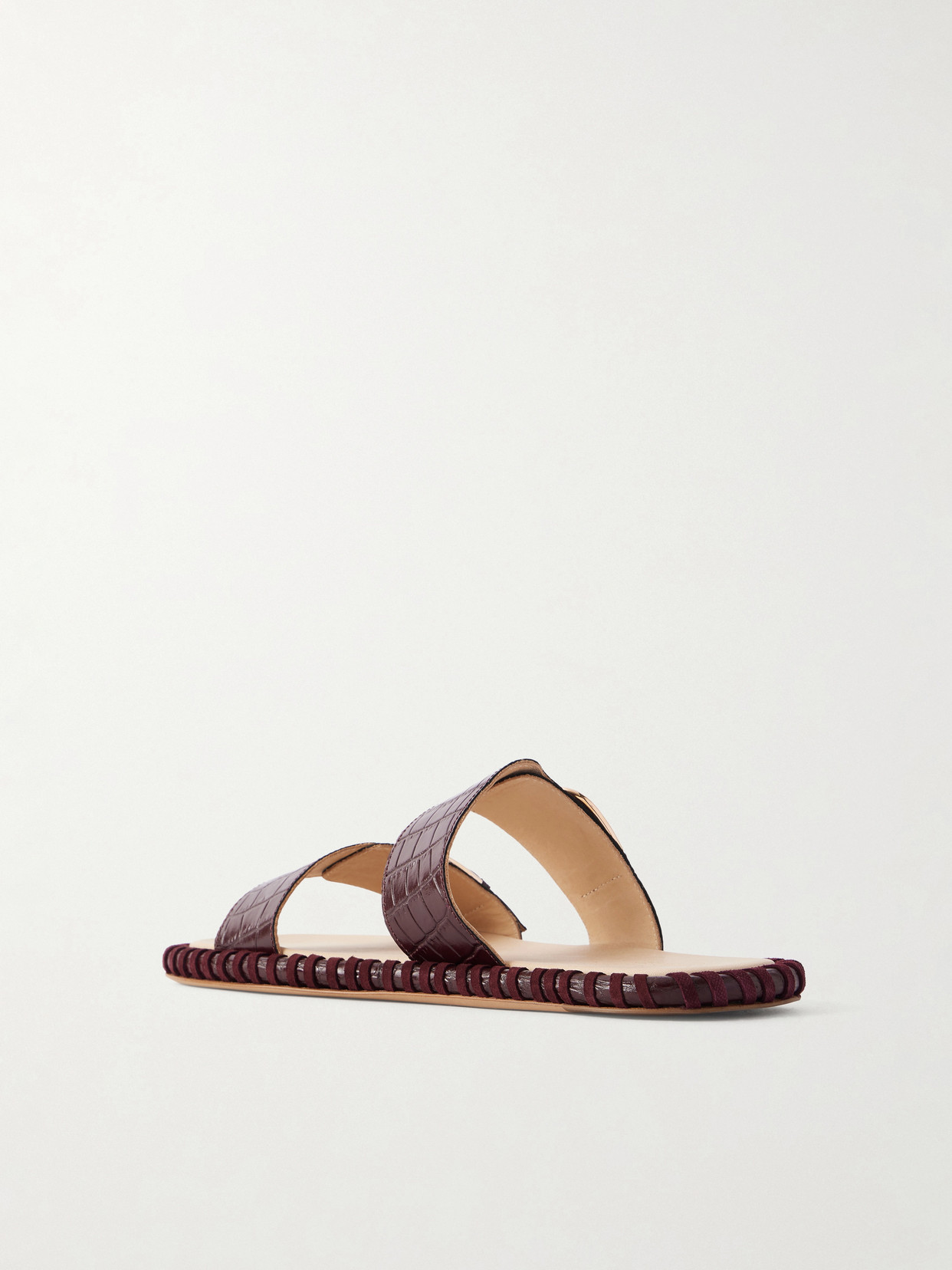 Sage Croc-Effect Flats