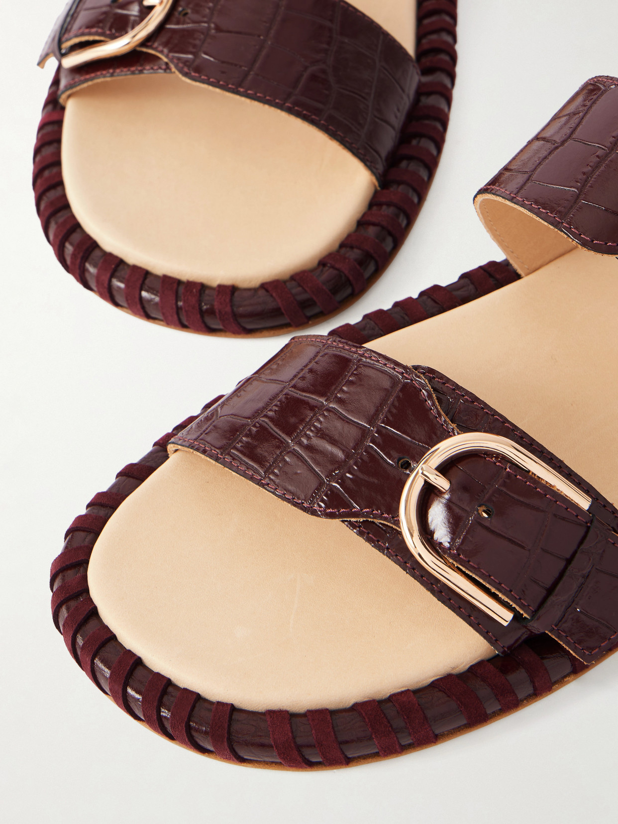 Sage Croc-Effect Flats
