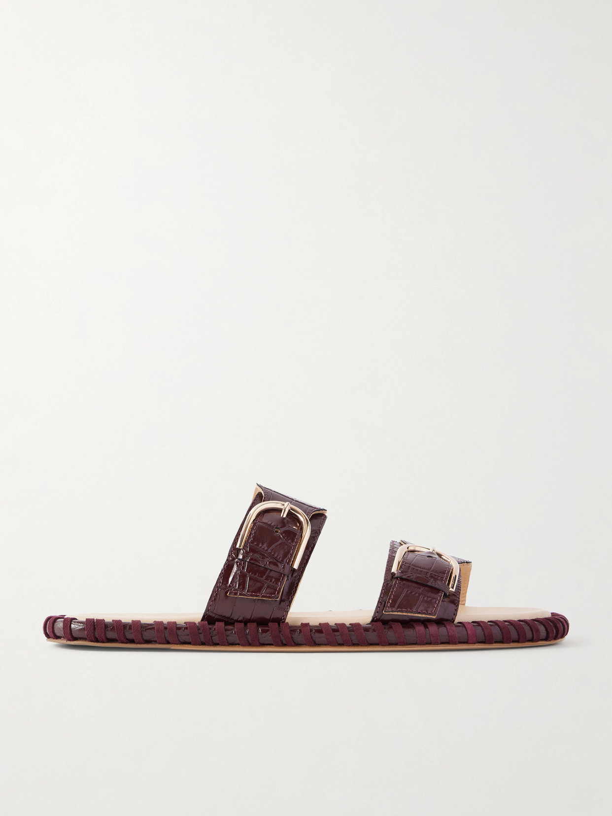 Gabriela Hearst - Sage Croc-effect Leather Flats - Burgundy