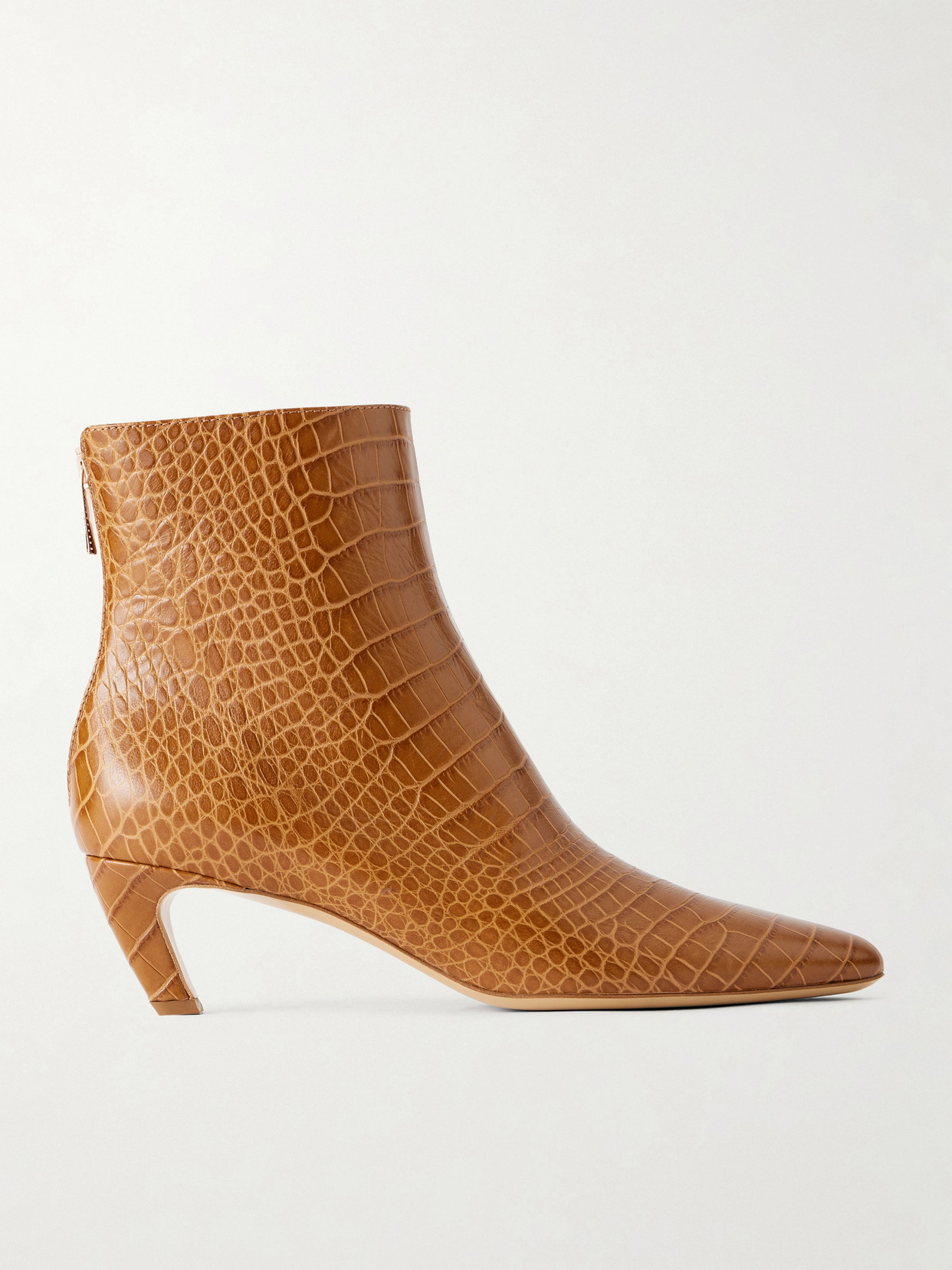 Gabriela Hearst Clayton 50 Croc-effect Leather Ankle Boots In Brown