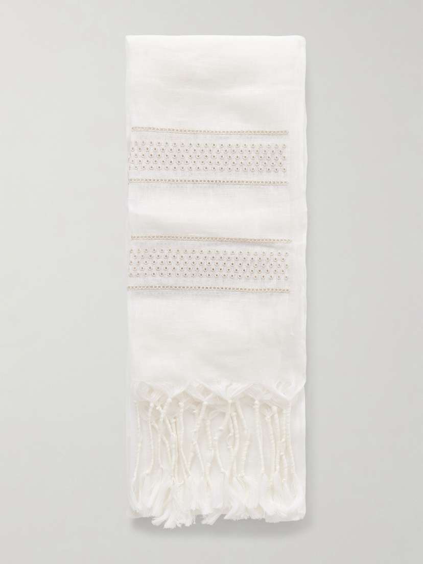 Brunello Cucinelli Striped Linen Scarf | Thumbnail 5