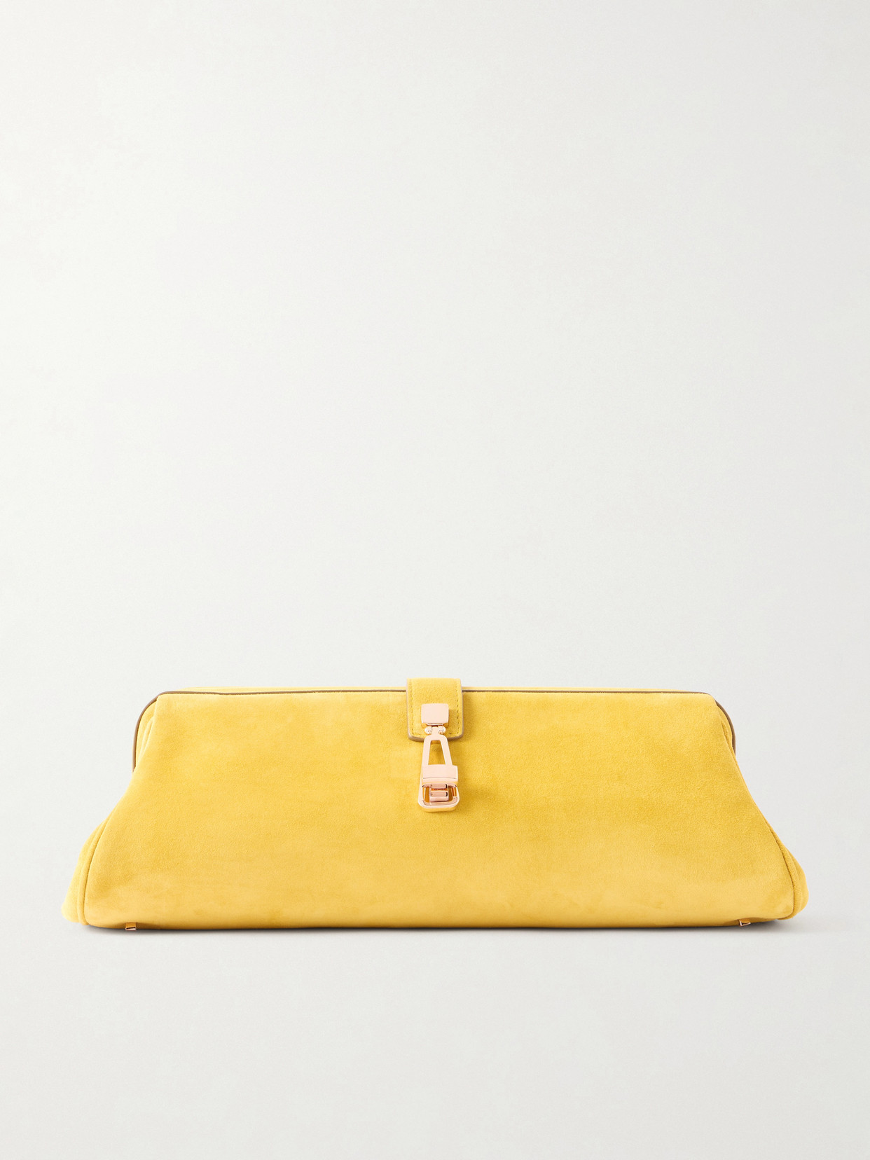 Gabriela Hearst Paola Embellished Suede Clutch In Yellow