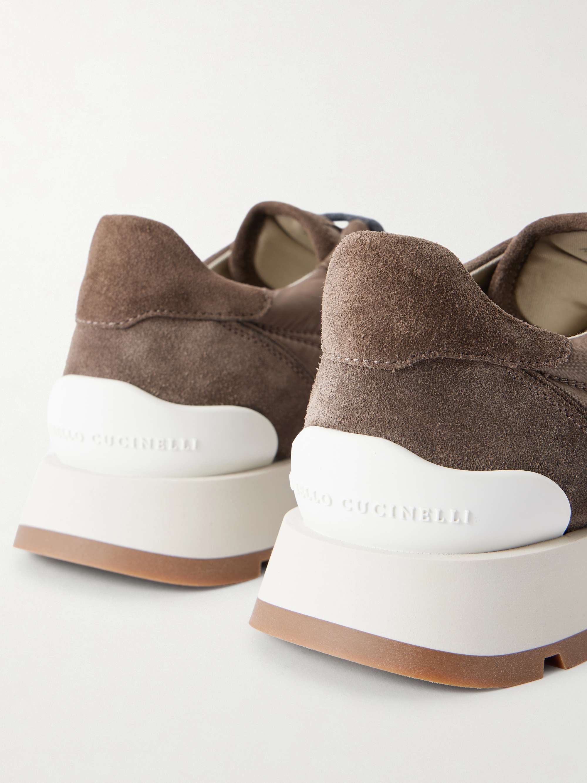 BRUNELLO CUCINELLI Monilli Runner bead-embellished shell and suede
