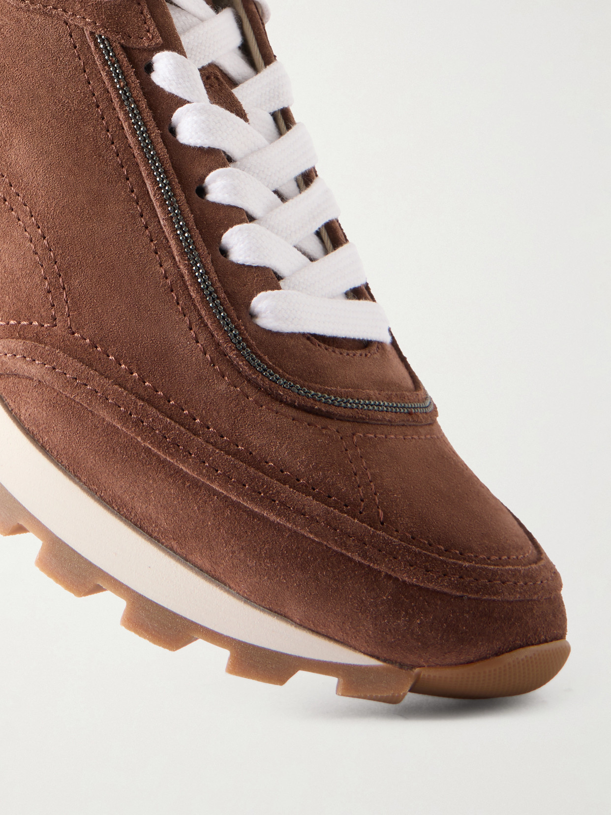 Suede Bead-Embellished Sneakers