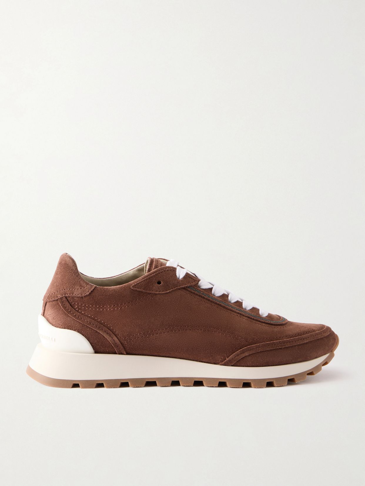 Suede bead-embellished sneakers