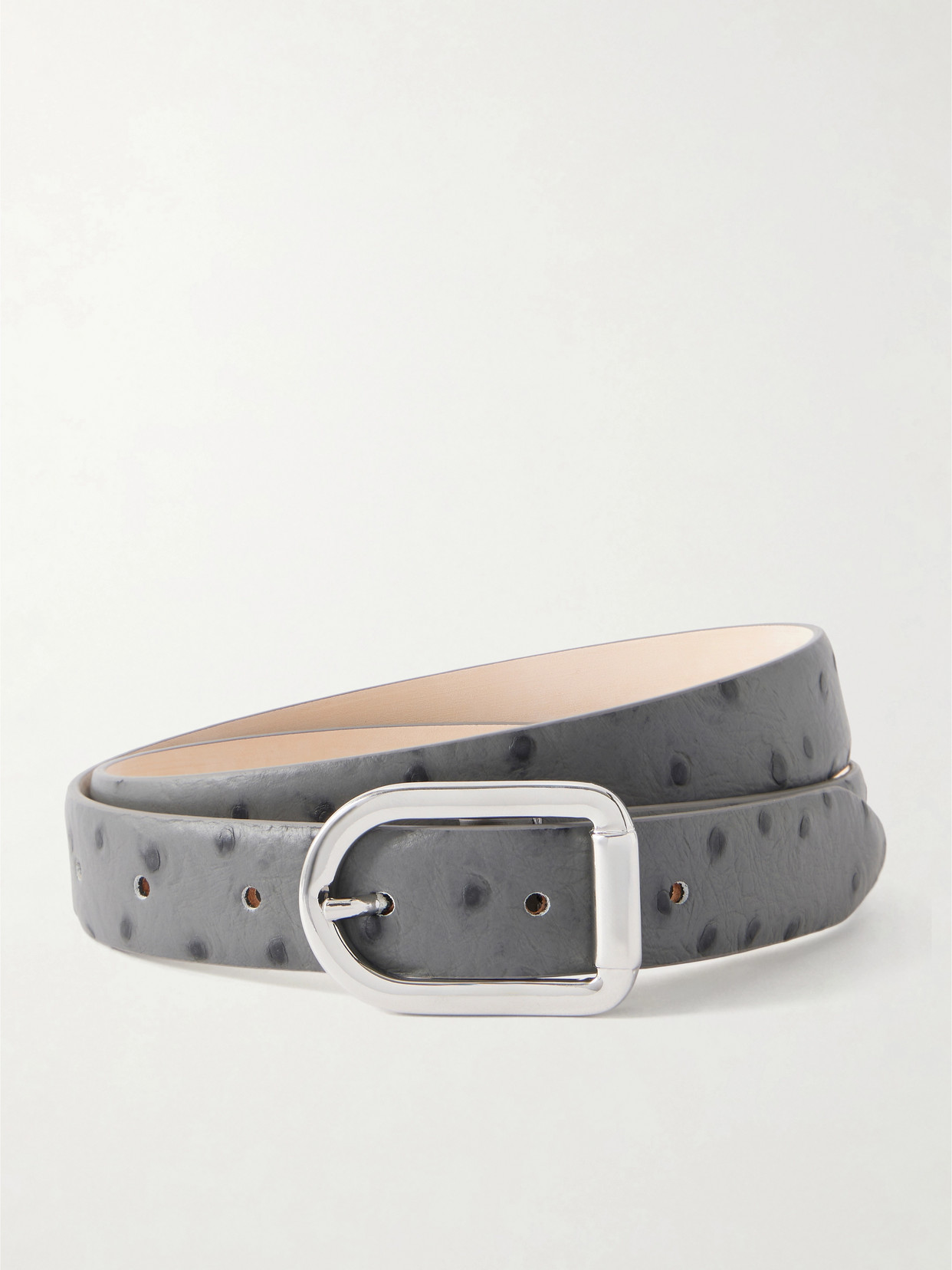 Dehanche Mija Ostrich Belt In Gray