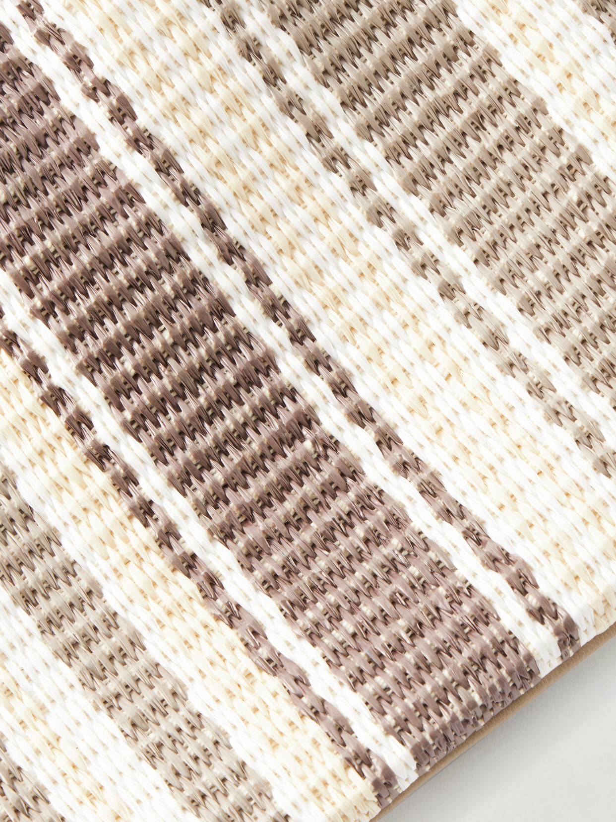 Striped Leather-Trimmed Raffia Shoulder Bag