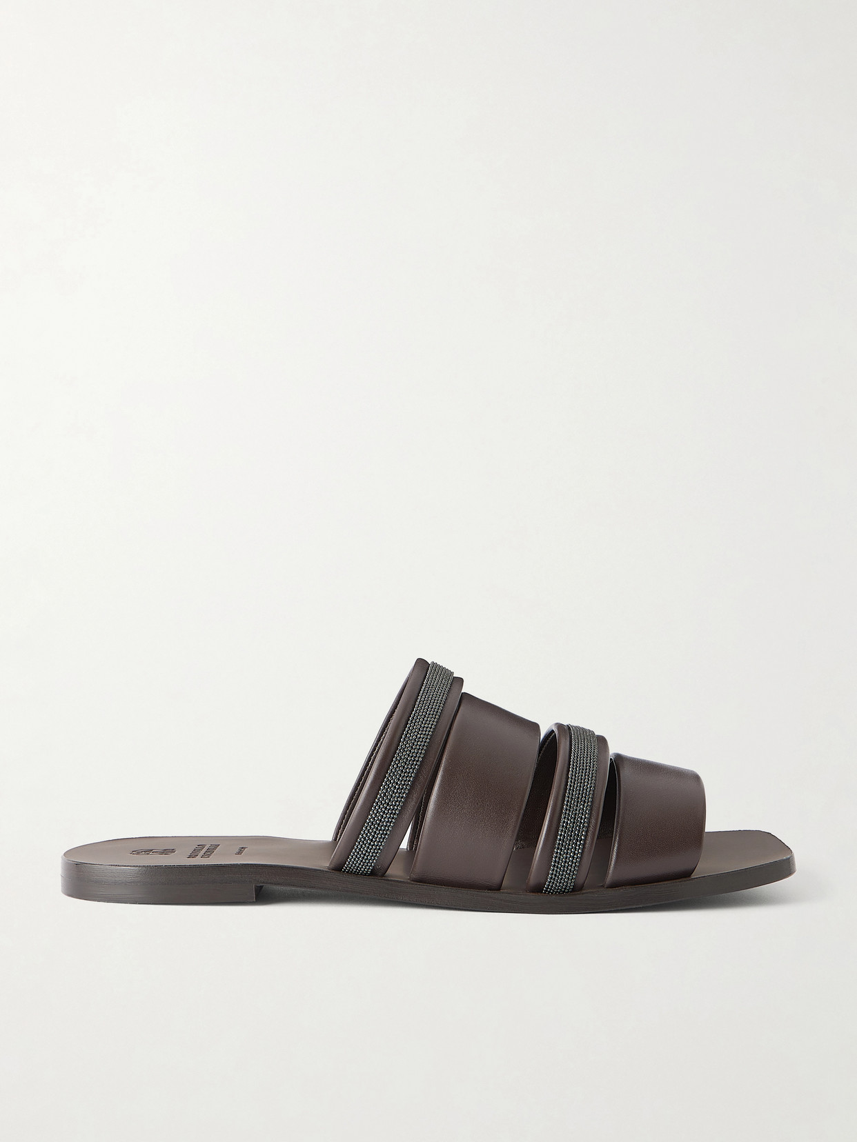 Brunello Cucinelli - Embellished Leather Sandals - Brown