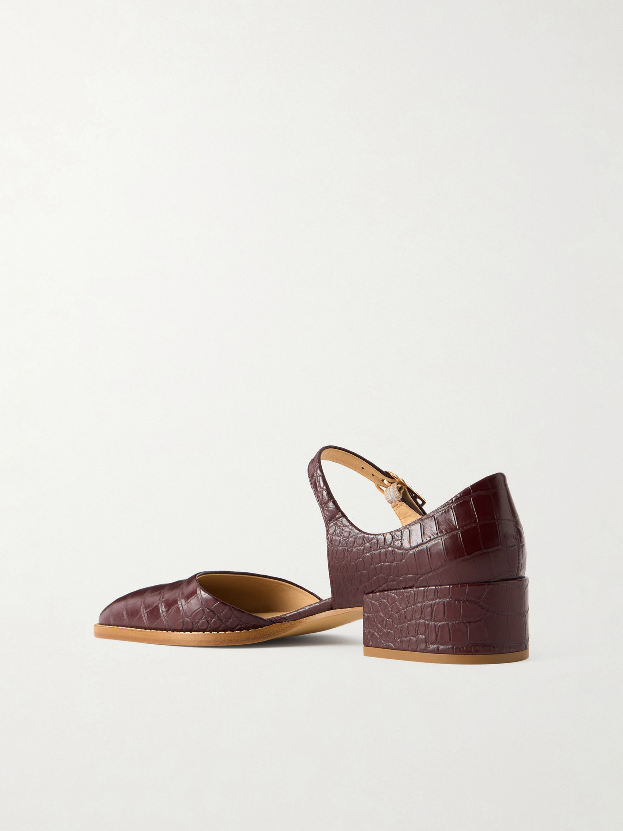 Riley Croc-Effect Leather Mary Jane Flats