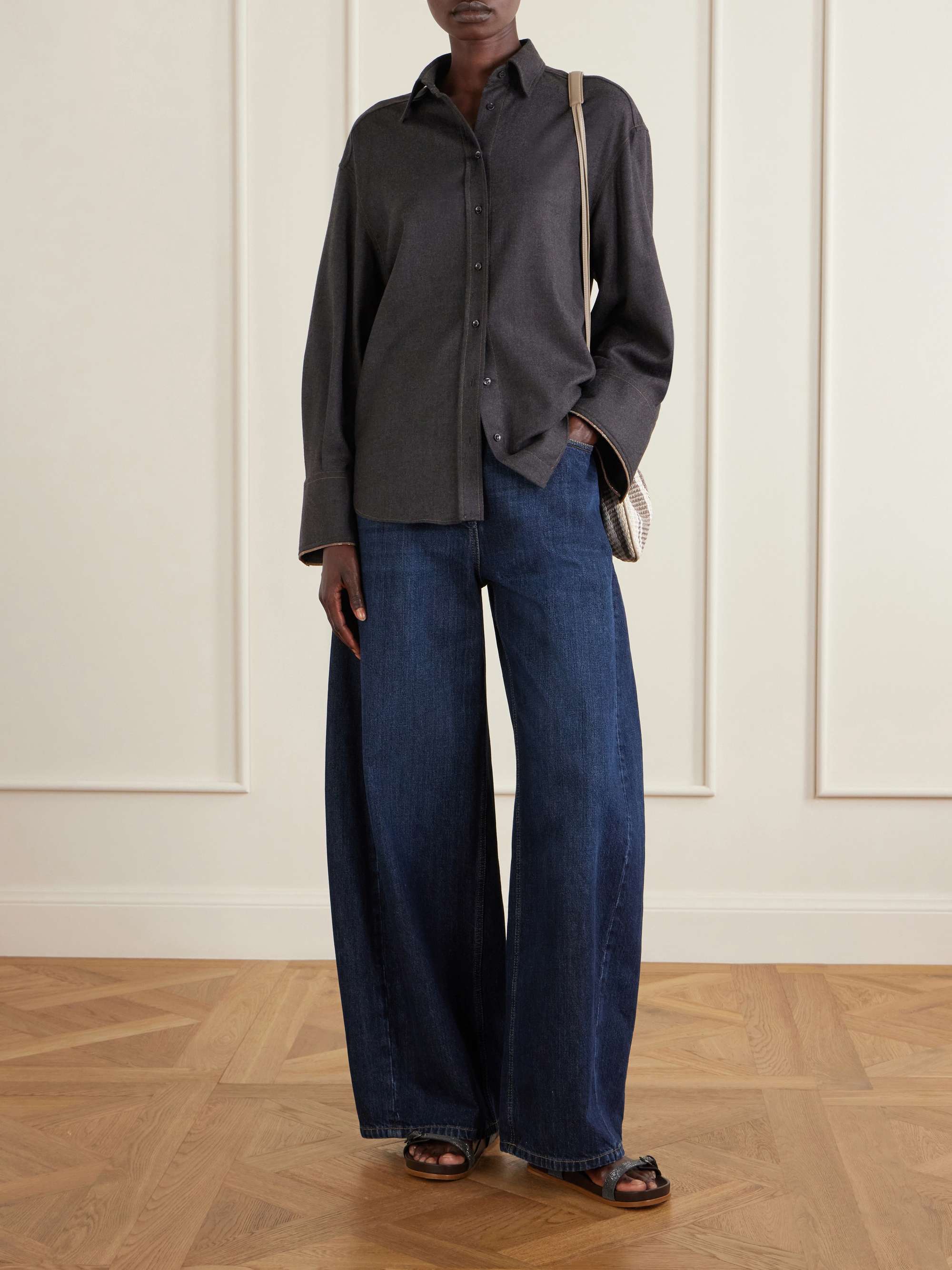 BRUNELLO CUCINELLI Embellished leather sandals | NET-A-PORTER