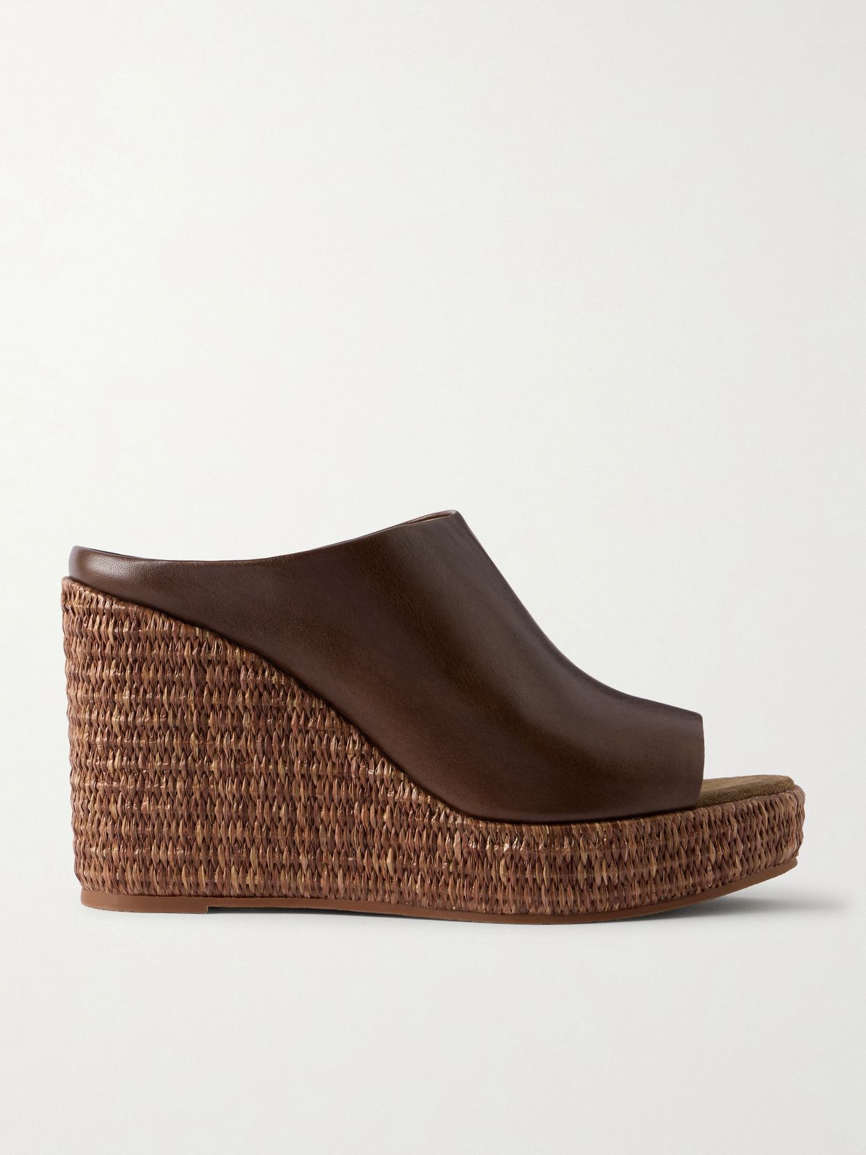 Leather platform wedge espadrille sandals