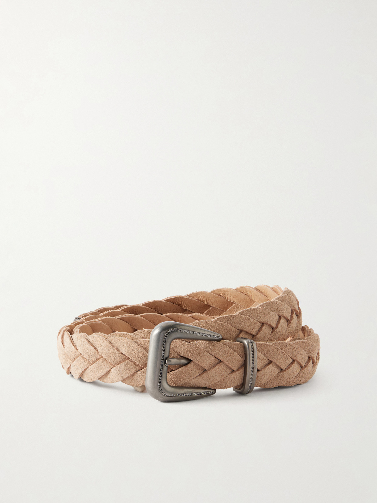 Brunello Cucinelli Braided Suede Belt In Brown