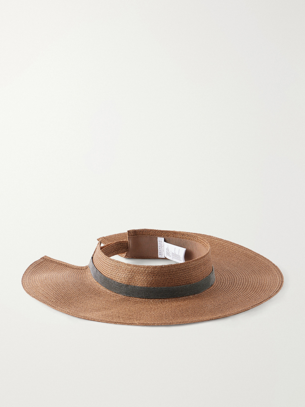 Brunello Cucinelli Bead-embellished Hemp-blend Hat In Brown