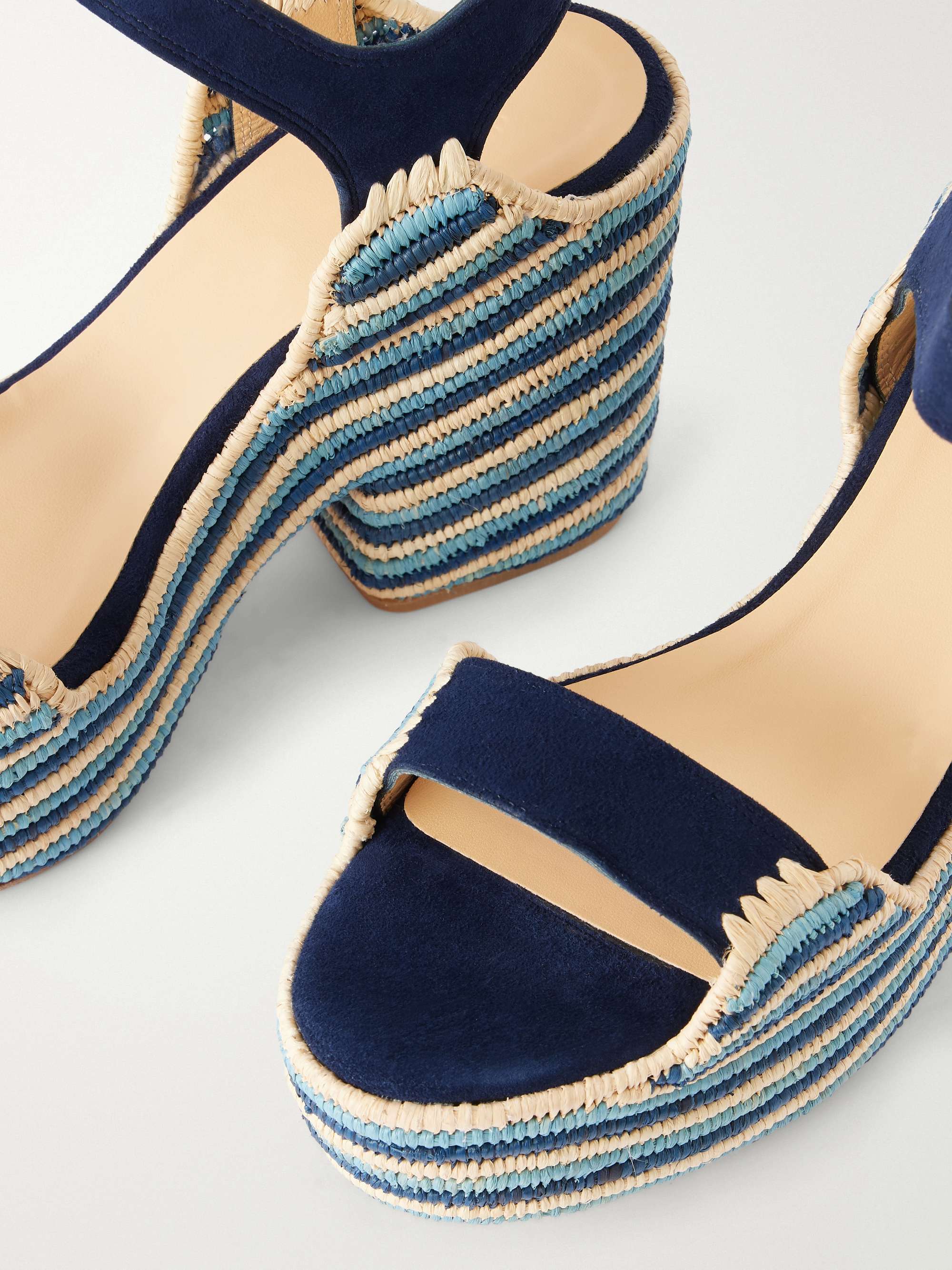 GABRIELA HEARST ネイビー シューズドロワーにて購入 GABRIELA HEARST Dardis 100 crocheted suede platform sandals | NET