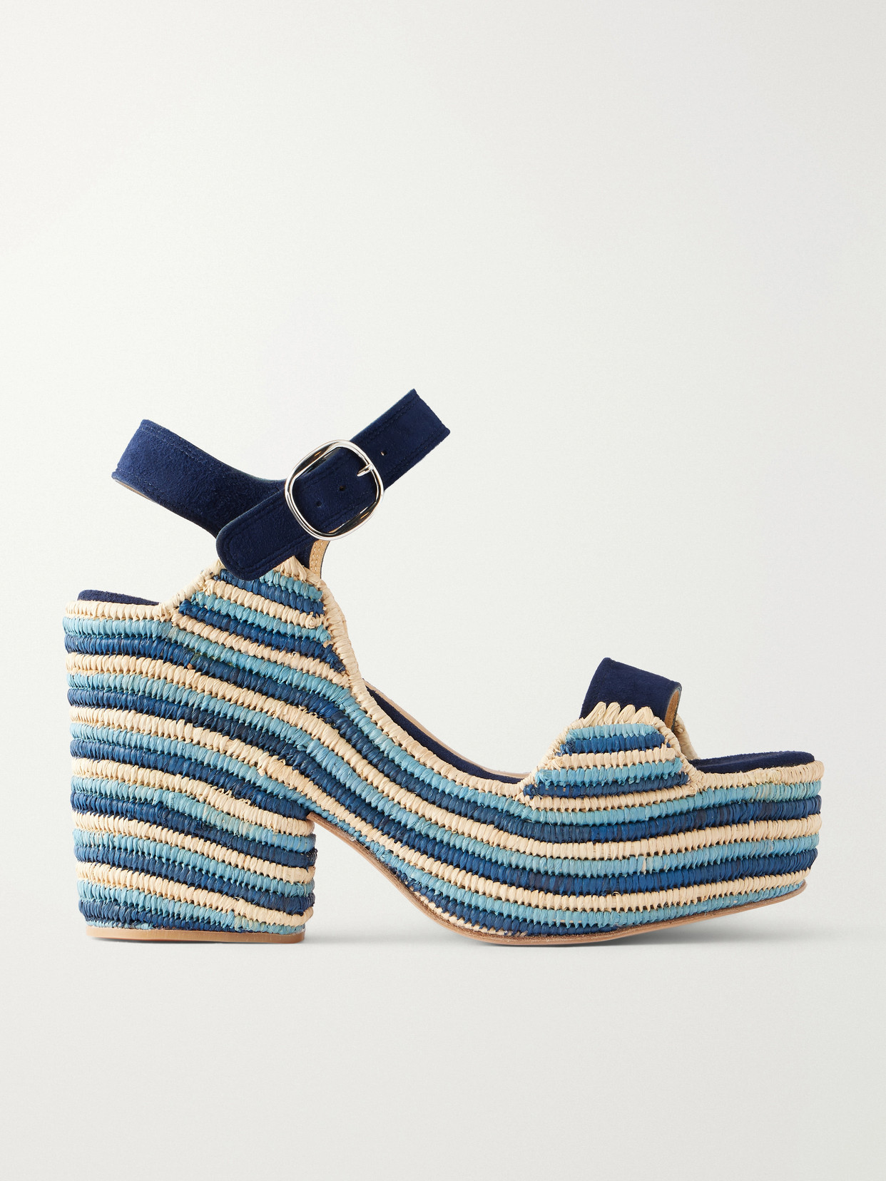 Gabriela Hearst Dardis 100 Crocheted Suede Platform Sandals In Blue