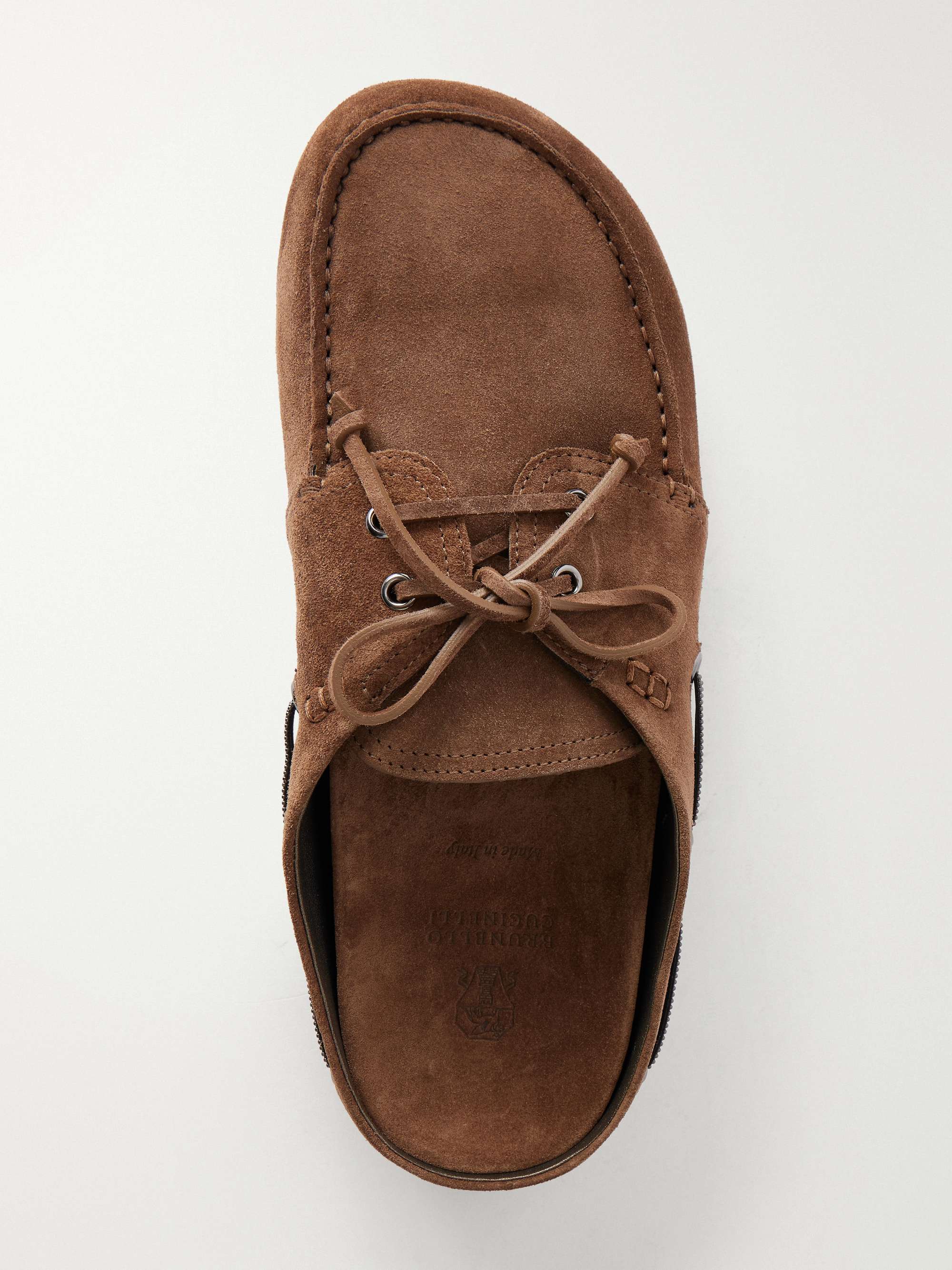BRUNELLO CUCINELLI Suede slip-on moccasins | NET-A-PORTER
