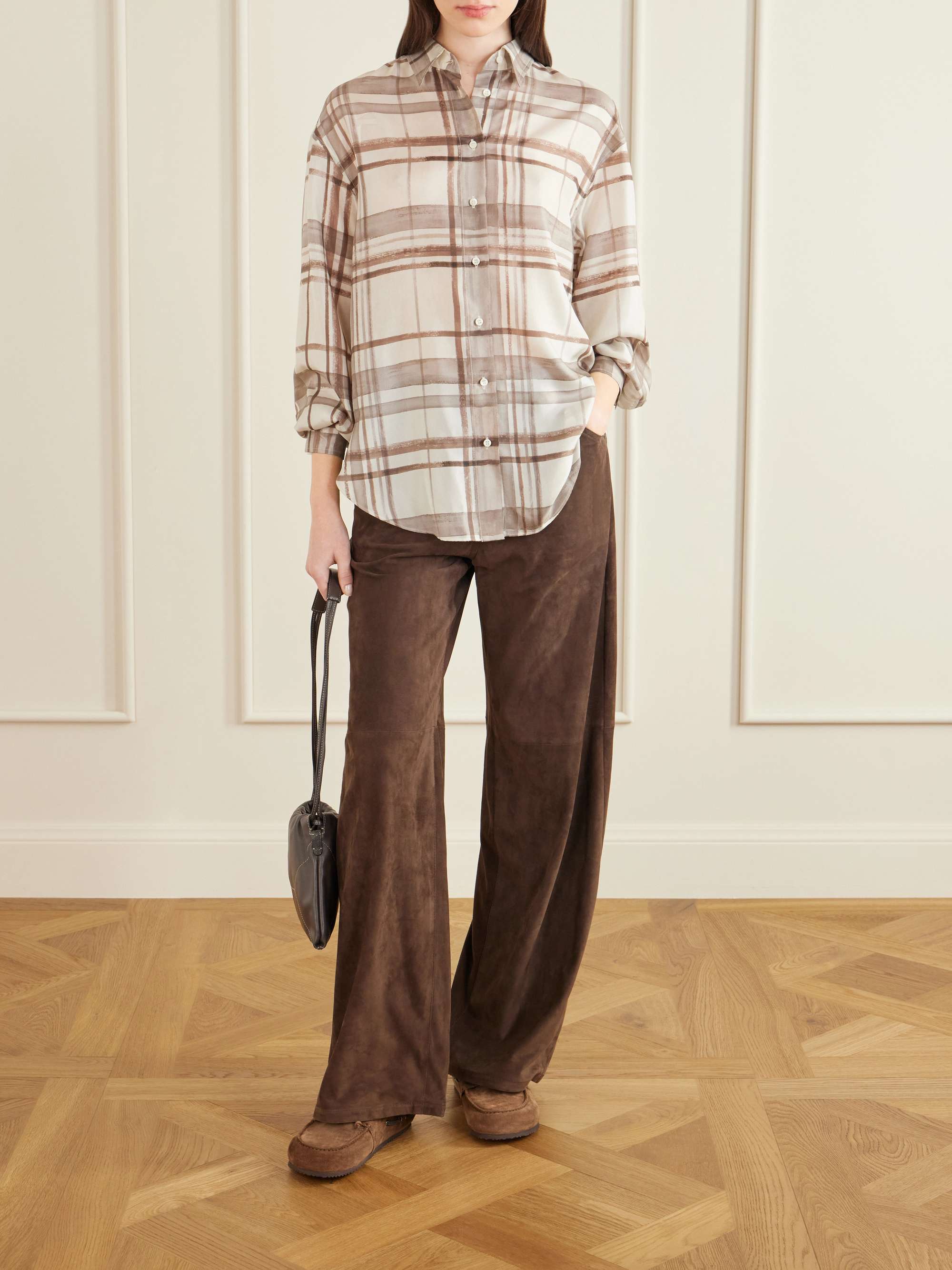 BRUNELLO CUCINELLI Suede slip-on moccasins | NET-A-PORTER