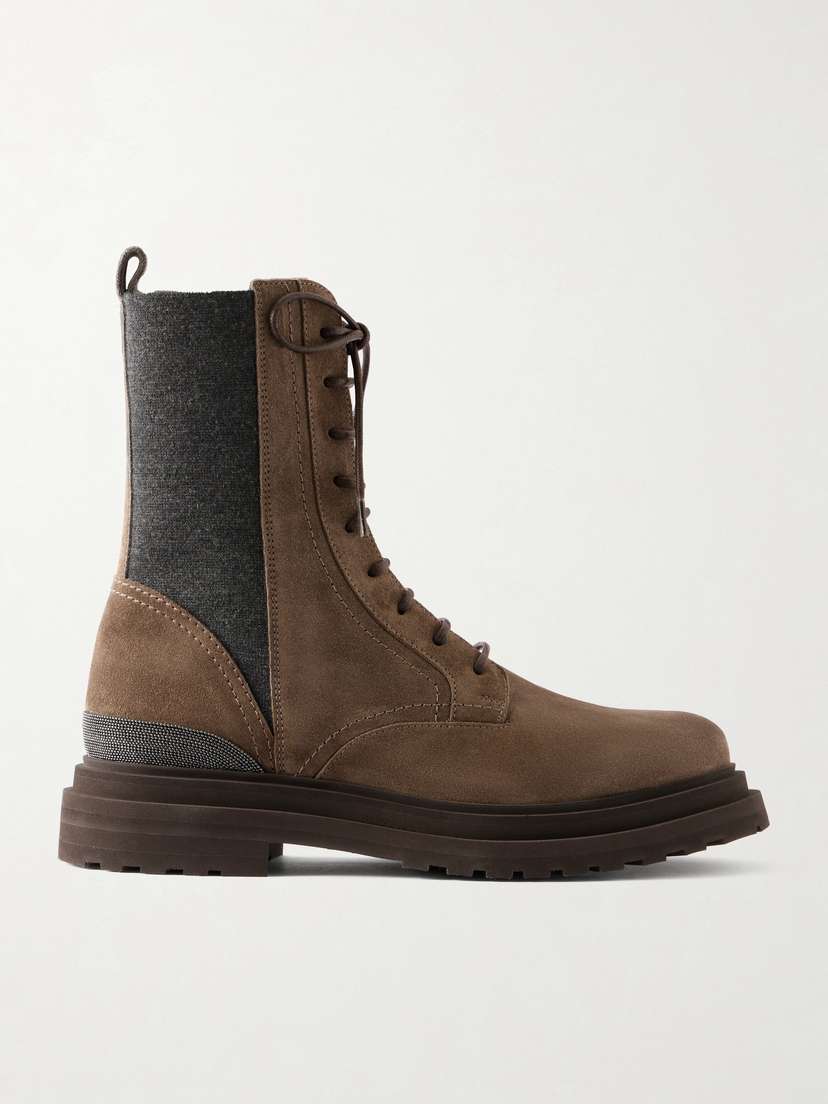 Brunello Cucinelli Suede Ankle Combat Boots | Thumbnail 6 Brunello Cucinelli Suede Ankle Combat Boots | Thumbnail 6